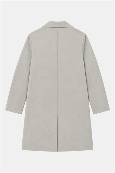 Bej Oversize Pamuklu Yan Cepli Mono Yaka Trençkot