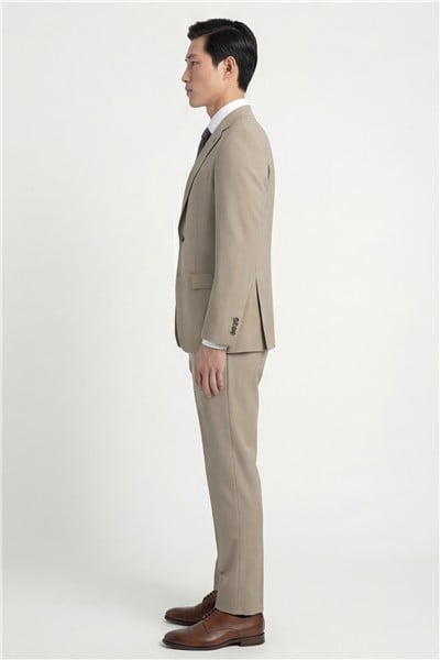 BejRegular Fit Yünlü Mono Yaka Yelekli Takım Elbise