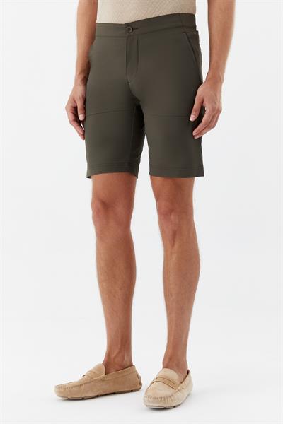 Erkek Haki Normal Kesim Regular Fit Pamuklu Yan Cep Normal Bel Bermuda Şort