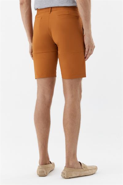Erkek Kiremit Normal Kesim Regular Fit Pamuklu Yan Cep Normal Bel Bermuda Şort