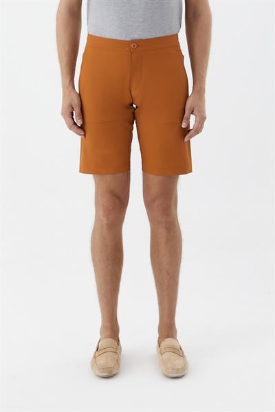 Erkek Kiremit Normal Kesim Regular Fit Pamuklu Yan Cep Normal Bel Bermuda Şort
