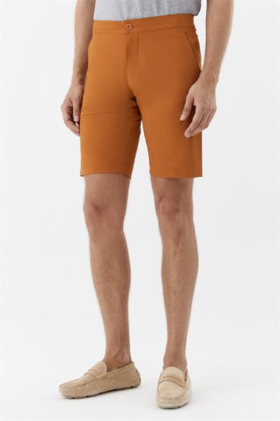 Erkek Kiremit Normal Kesim Regular Fit Pamuklu Yan Cep Normal Bel Bermuda Şort