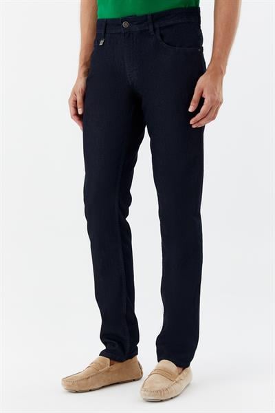 Erkek Lacivert Beş Cep Denim Pantolon – Standart Bel
