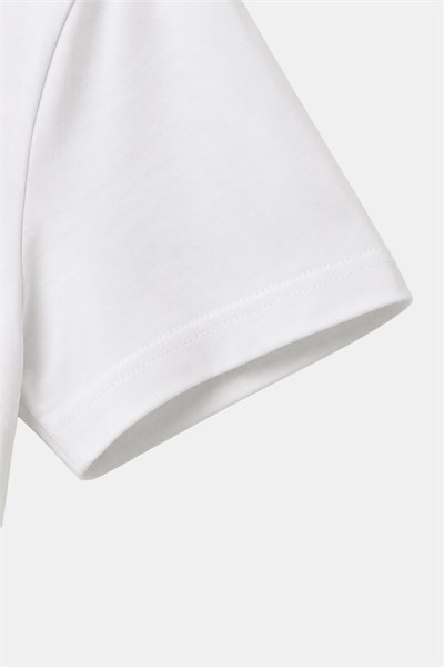 Beyaz %100 Pamuk Regular Fit Bisiklet Yaka Basic T-shirt