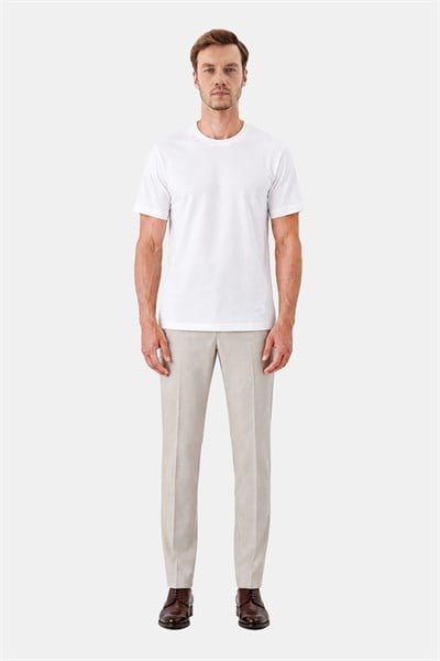 Beyaz %100 Pamuk Regular Fit Bisiklet Yaka Basic T-shirt