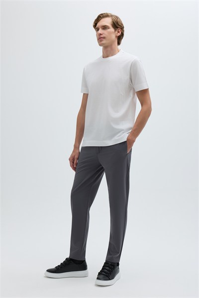 Beyaz %100 Pamuk Regular Fit Dokuma Bisiklet Yaka Basic T-Shirt