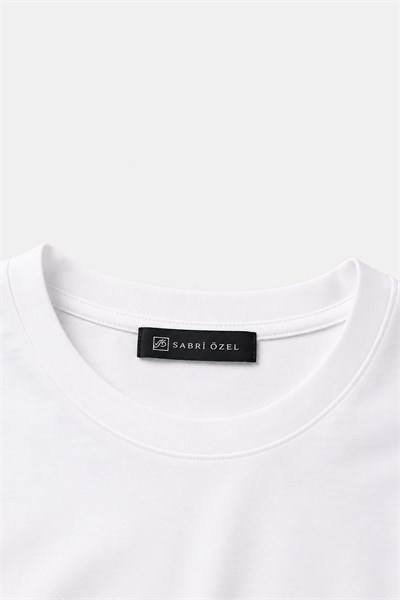 Beyaz %100 Pamuk Regular Fit Bisiklet Yaka Basic T-shirt