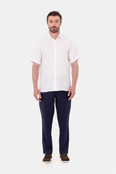 Beyaz Müslin %100 Pamuk Kısa Kollu Gömlek 