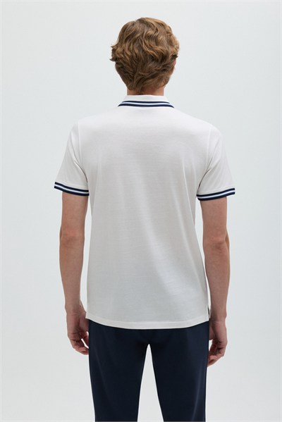 Beyaz Slim Fit %100 Pamuk Düğmeli Polo Yaka T-shirt