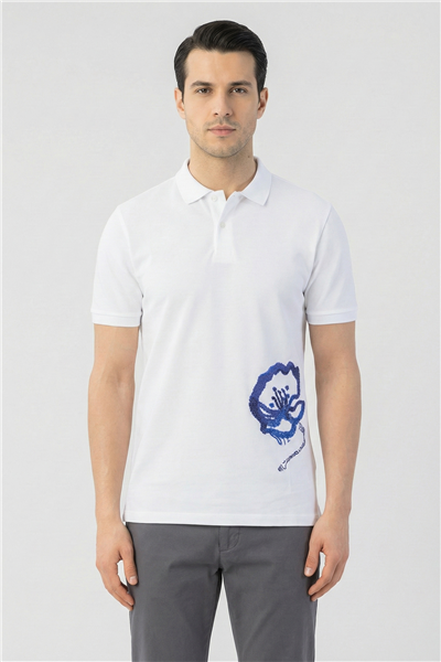 Giotelli Beyaz Slim Fit %100 Pamuk Polo Yaka Erkek Tişört