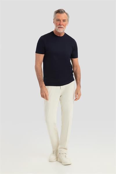 Erkek Lacivert Dar Kesim Slim Fit %100 Pamuk Bisiklet Yaka Tişört