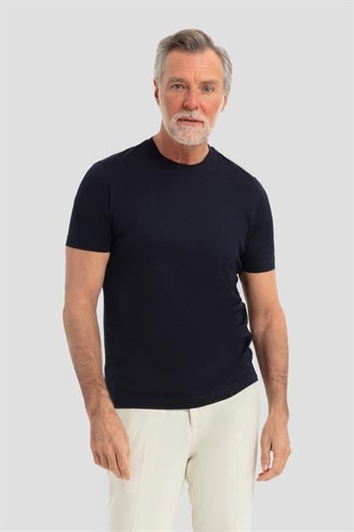 Erkek Lacivert Dar Kesim Slim Fit %100 Pamuk Bisiklet Yaka Tişört