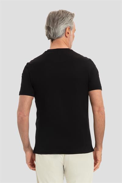 Erkek Siyah Dar Kesim Slim Fit %100 Pamuk Bisiklet Yaka Tişört
