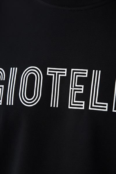 BİSİKLET YAKA BASKILI ERKEK T-SHIRT Siyah