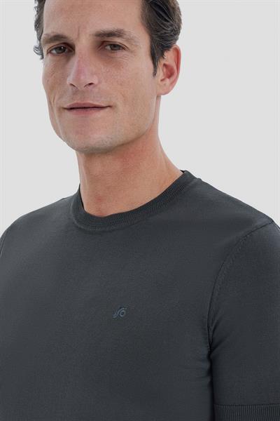 Koyu Yeşil Slim Fit Triko Bisiklet Yaka Tişört