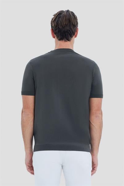 Koyu Yeşil Slim Fit Triko Bisiklet Yaka Tişört