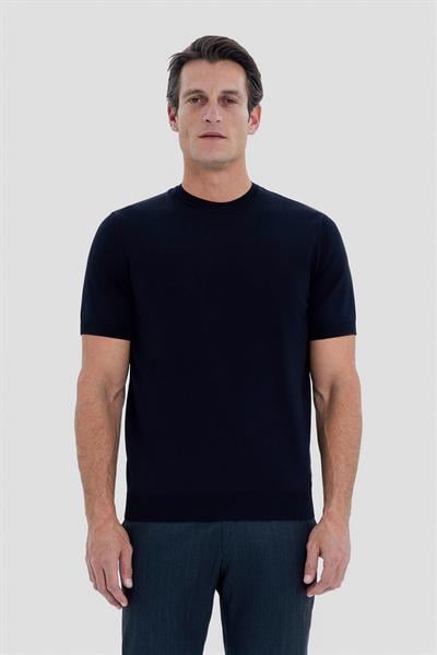 Siyah Slim Fit Triko Bisiklet Yaka Tişört