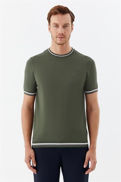 Bisiklet Yaka Triko Erkek T-Shirt Yeşil