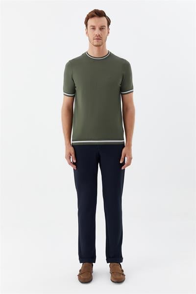 Bisiklet Yaka Triko Erkek T-Shirt Yeşil