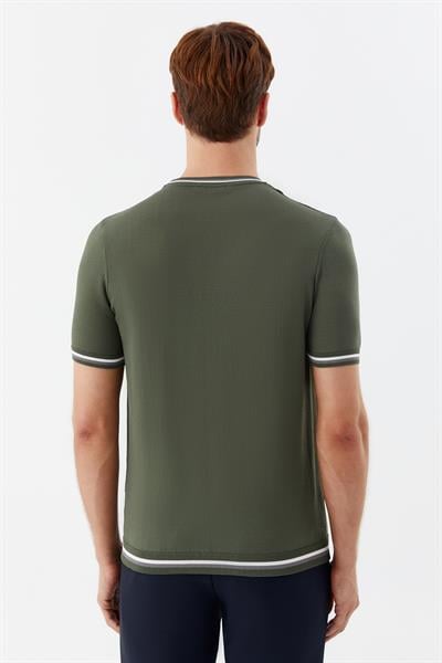 Bisiklet Yaka Triko Erkek T-Shirt Yeşil