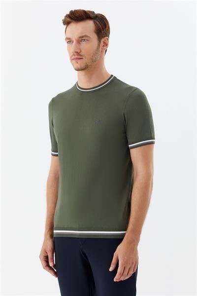 Bisiklet Yaka Triko Erkek T-Shirt Yeşil