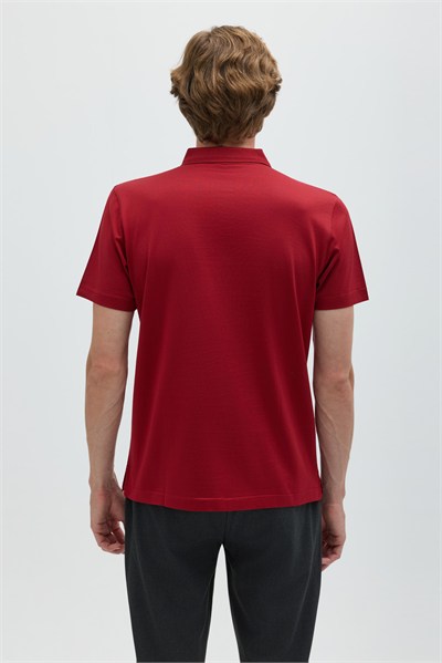 Bordo %100 Pamuk Cepli Polo Yaka T-shirt