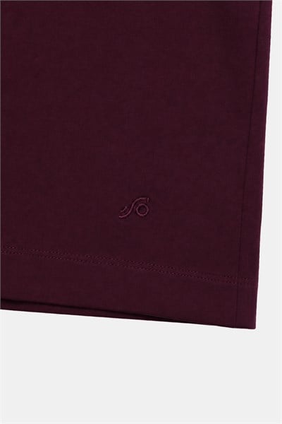 Bordo %100 Pamuk Regular Fit Bisiklet Yaka Basic T-shirt
