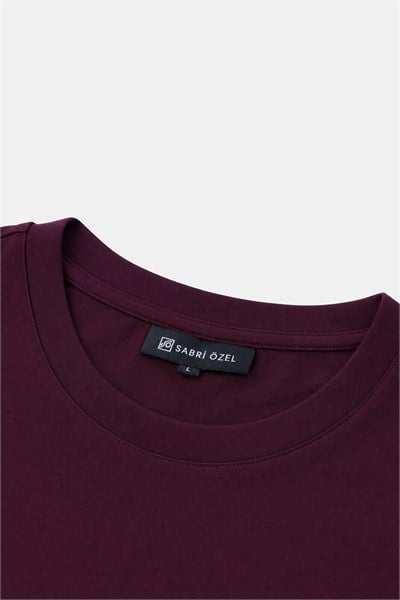 Bordo %100 Pamuk Regular Fit Bisiklet Yaka Basic T-shirt