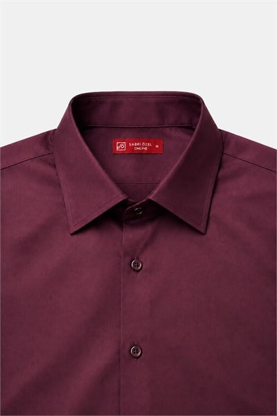 Bordo KLASİK YAKA REGULAR GÖMLEK