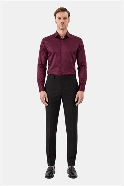 Bordo KLASİK YAKA REGULAR GÖMLEK