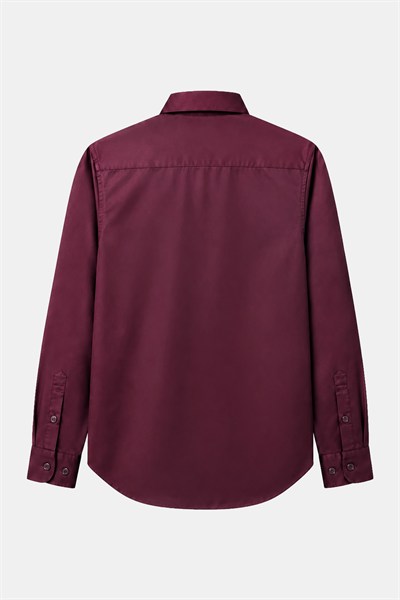 Bordo KLASİK YAKA REGULAR GÖMLEK