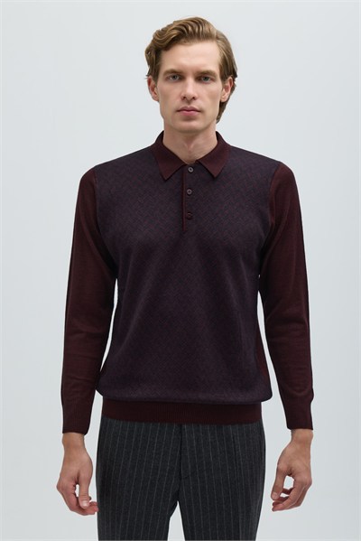 Bordo Polo Yaka Triko