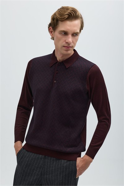Bordo Polo Yaka Triko