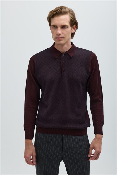 Bordo Polo Yaka Triko