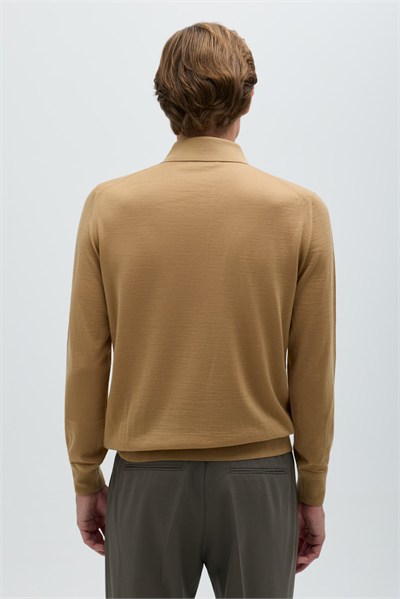 Camel POLO YAKA 3 DÜĞMELİ TRİKO KAZAK