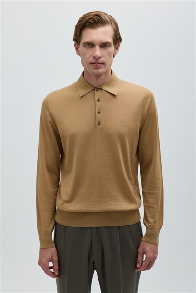 Camel POLO YAKA 3 DÜĞMELİ TRİKO KAZAK