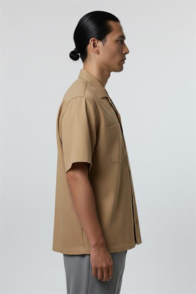 Giotelli Camel Standart Fit %100 Keten Apaş Yaka Erkek Gömlek