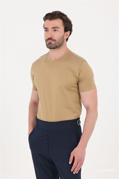 Camel %100 Pamuk Regular Fit Bisiklet Yaka Basic T-shirt