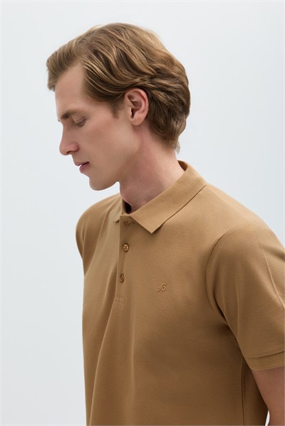 Cappuccino %100 Pamuk Regular Fit Klasik Polo Yaka T-shirt