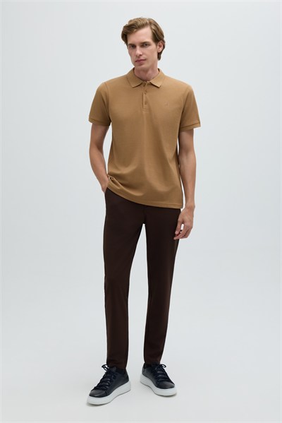 Cappuccino %100 Pamuk Regular Fit Klasik Polo Yaka T-shirt