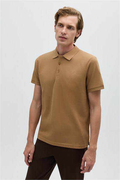 Cappuccino %100 Pamuk Regular Fit Klasik Polo Yaka T-shirt