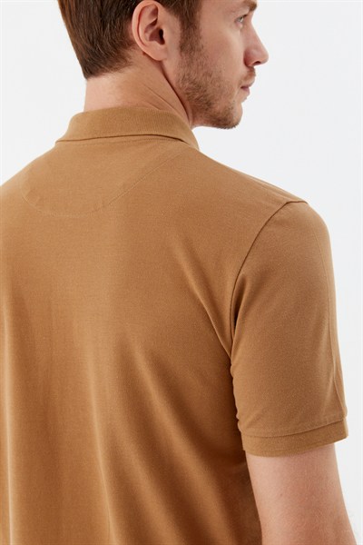 Cappuccino %100 Pamuk Regular Fit Klasik Polo Yaka T-shirt