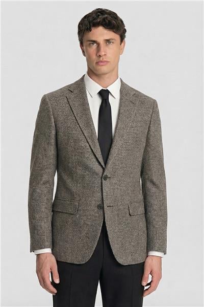 Erkek Kahve Normal Kesim Regular Fit Viskon Dokuma Fleto Kapaklı Cep Klasik Yaka 4 Drop Klasik Ceket