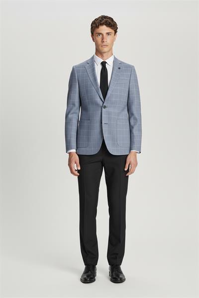 Mavi Regular Fit Pamuklu Mono Yaka Ekose Desenli Ceket