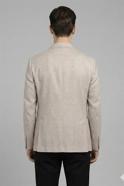 Erkek Pudra Slim Fit Pamuklu Mono Yaka Torba Cep Casual Ceket