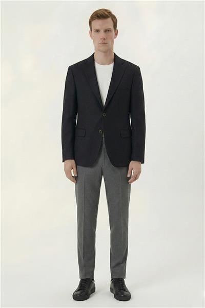 Erkek Siyah Regular Fit Mono Yaka Ceket