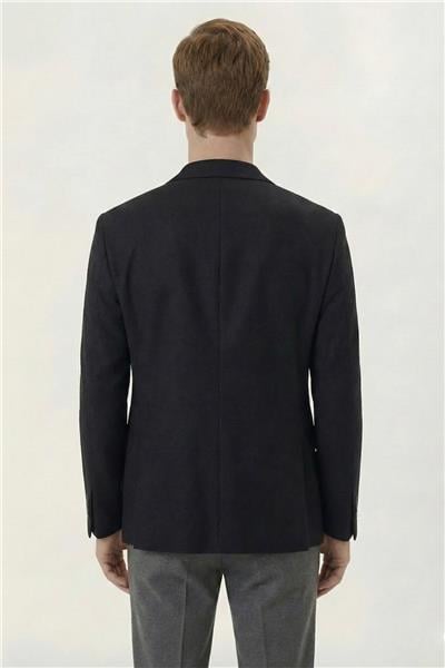Erkek Siyah Regular Fit Mono Yaka Ceket