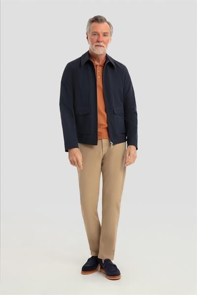 Erkek Lacivert Regular Fit Klasik Yaka Kapaklı Cepli Bomber Mont