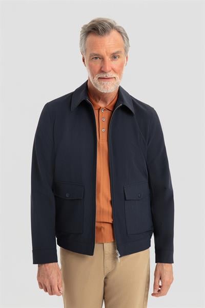 Erkek Lacivert Regular Fit Klasik Yaka Kapaklı Cepli Bomber Mont