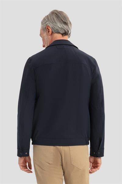 Erkek Lacivert Regular Fit Klasik Yaka Kapaklı Cepli Bomber Mont